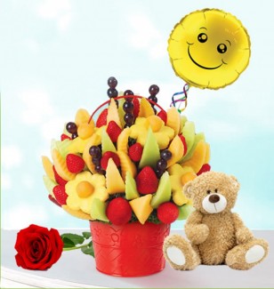 Delicious Fruit Design with Balloon bear and flower