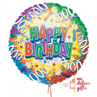 Explosion Happy Birthday Round Foil