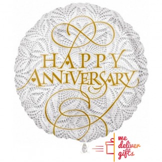 Happy anniversary gold and white Foil balloon