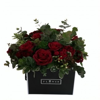 Flowers in Black Cubic Box