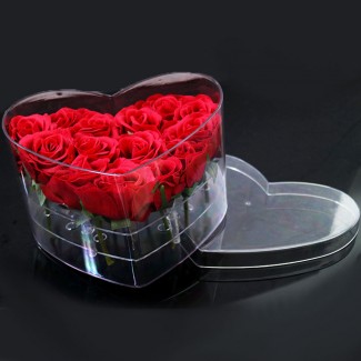 9 Roses In a Plexi Heart