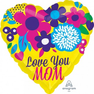 Love You Mom bright flowers Balloon