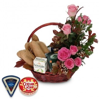 Cheese in pink basket