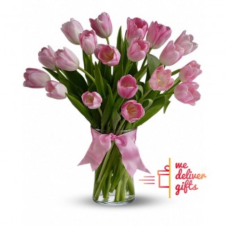 Pink Tulips in a Vase