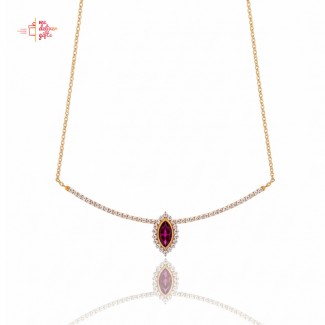 Red & White Enamel Zircon Pendant