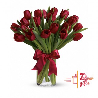 Red Tulips in a Vase