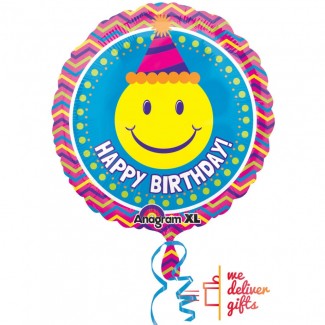 Smiley Face Fiesta HBD Foil Balloon