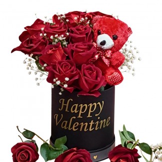 teddy hugging your roses