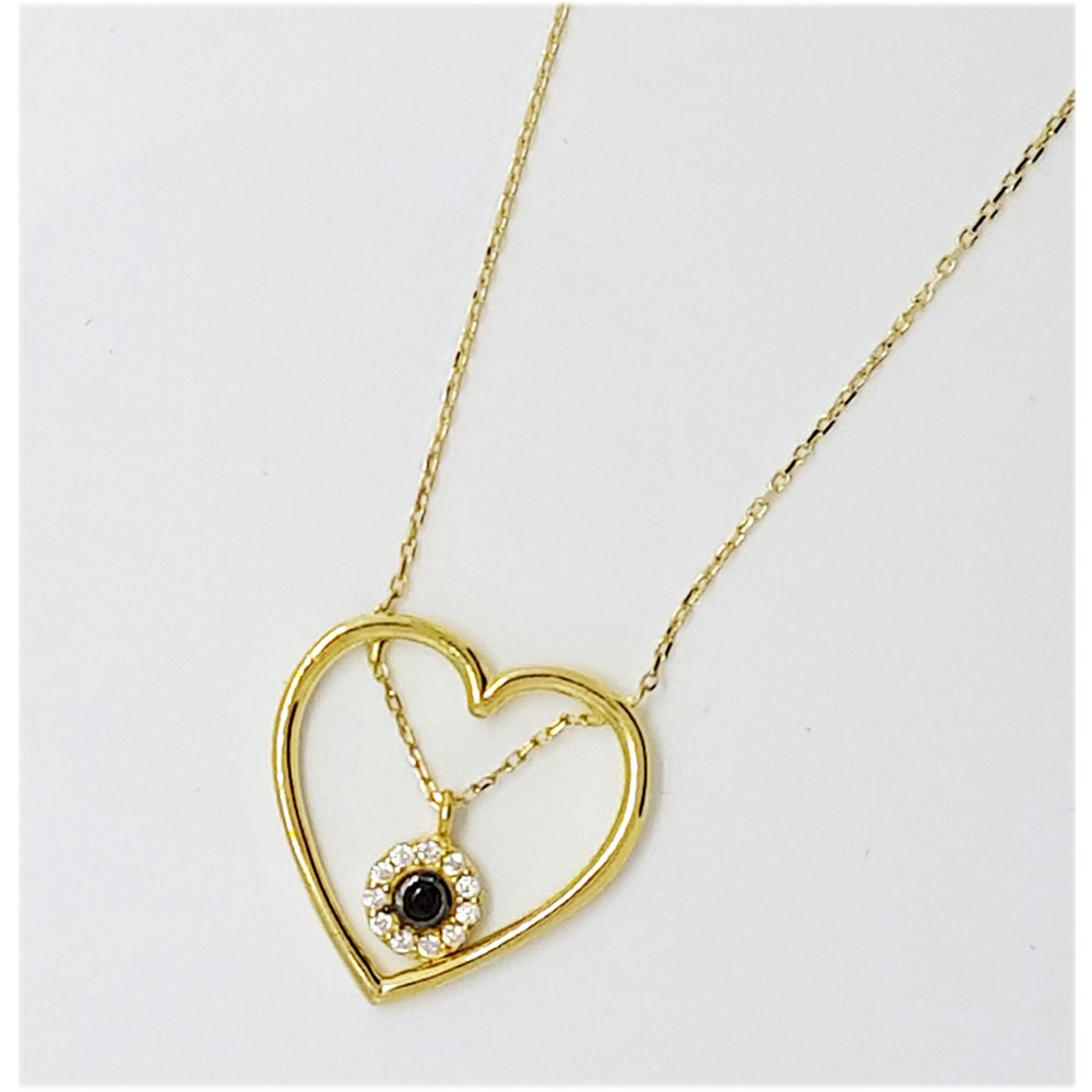 Heart and Black Stone Gold Pendant WeDeliverGifts
