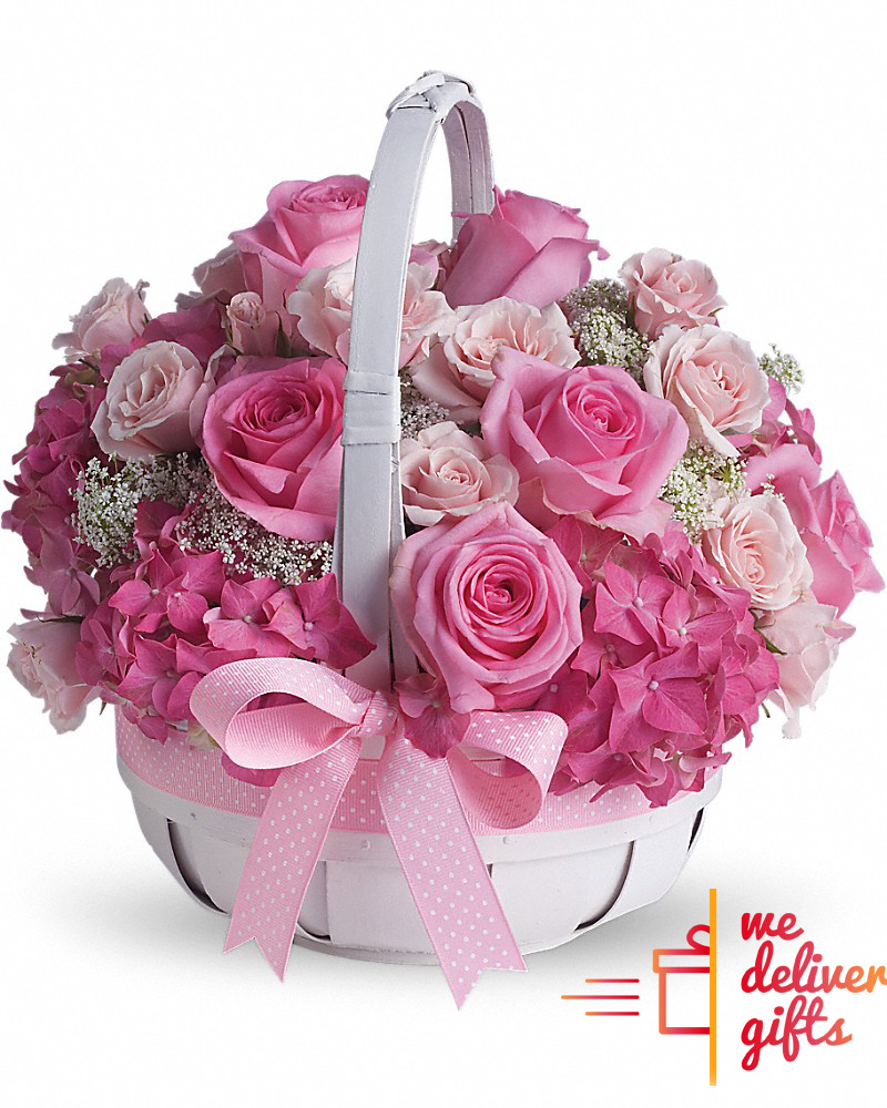 Pink basket Flowers We deliver gifts Lebanon